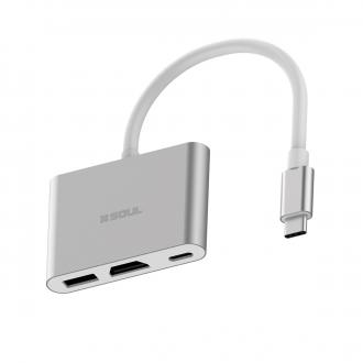 ADAPTADORES - Av. Adaptador 3 en 1 (USB C - USB C+USB A+HDMI)